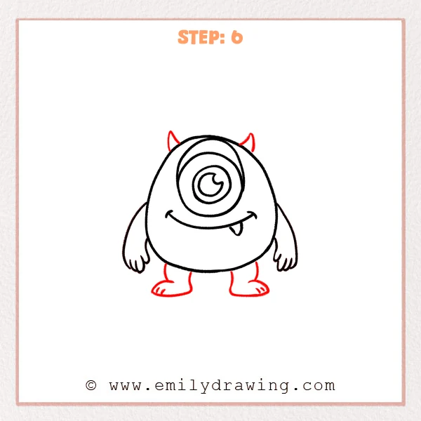 how to draw a mike wazowski - Step 6